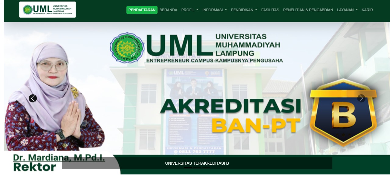 Landing Page Kampus Muhammadiyah Lampung